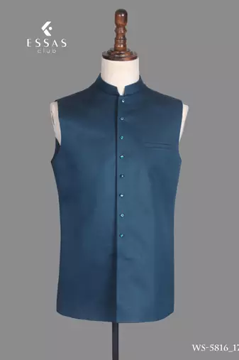 Peacock blue embroidered open jodhpuri suit for men