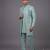 Mint green textured open indowestern suit for men