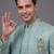 Mint green textured open indowestern suit for men