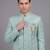 Mint green textured bandhgala suit for men