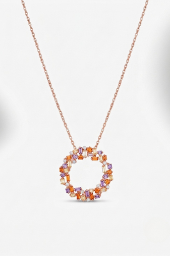 925 sterling silver aurora mosaic halo necklace for women