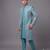 Sky blue textured open indowestern suit for men