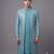 Sky blue textured open indowestern suit for men