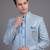 Light blue textured open indowestern suit for men