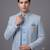 Light blue textured open jodhpuri suit for men