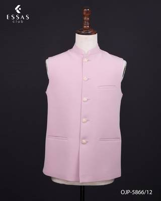 Pastel pink textured open jodhpuri suit for men 4