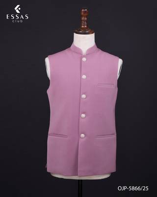 Dusty mauve textured open jodhpuri suit for men 4