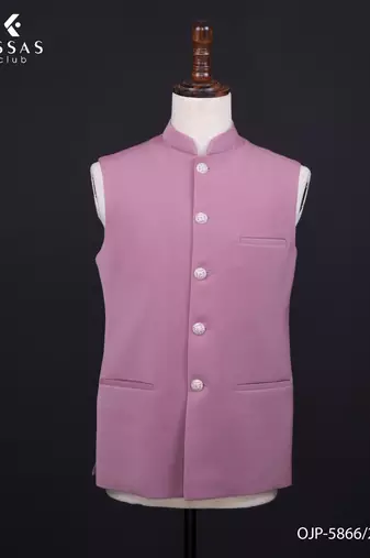 Dusty mauve textured open jodhpuri suit for men