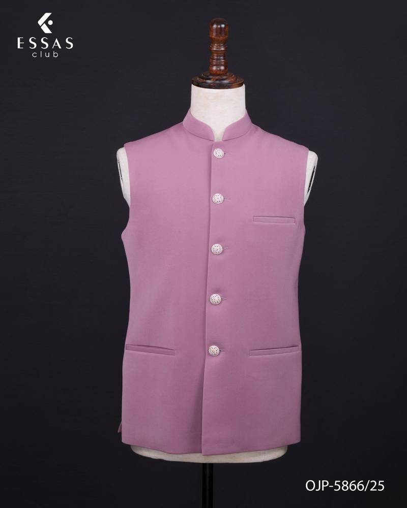 Dusty mauve textured open jodhpuri suit for men