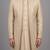 Ivory textured open indowestern suit for men