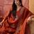 Rust chanderi cotton embroidered kurta set.