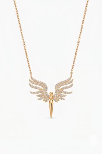 925 Sterling Silver Guardian Wings Pendant Necklace for Women