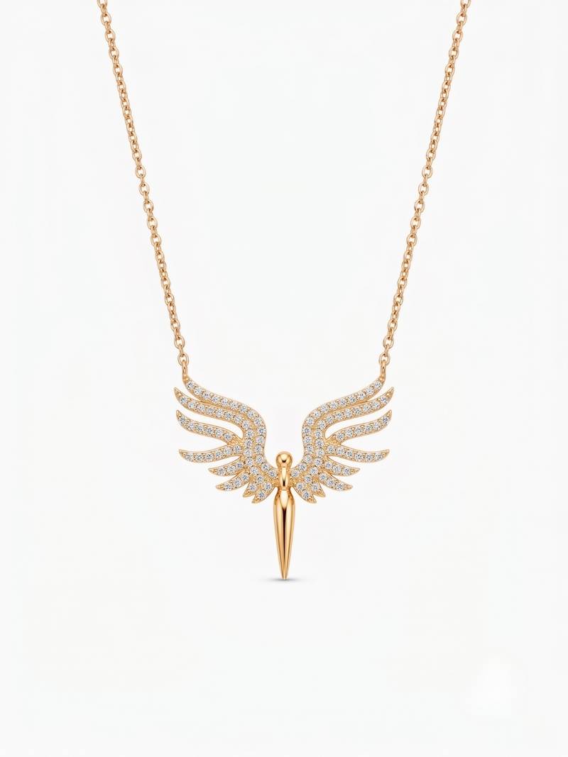 925 sterling silver divine guardian wings pendant necklace for women