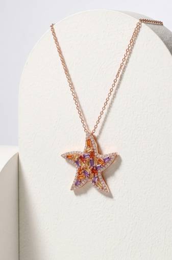 925 sterling silver aurora sea star gemstone necklace for women