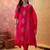 Rani chanderi cotton embroidered kurta set.