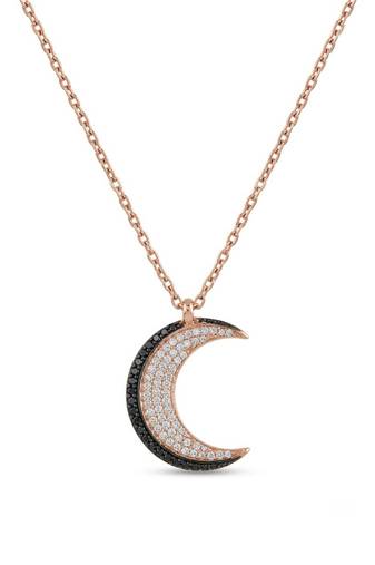 925 sterling silver midnight lunar crescent pendant necklace for women