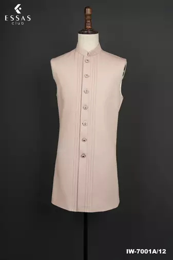 Pink textured open indowestern suit for men