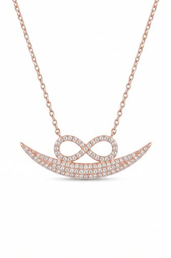 925 sterling silver eternal infinity smile crescent necklace for women