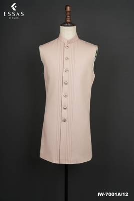 Pink textured bandhgala suit for men 4