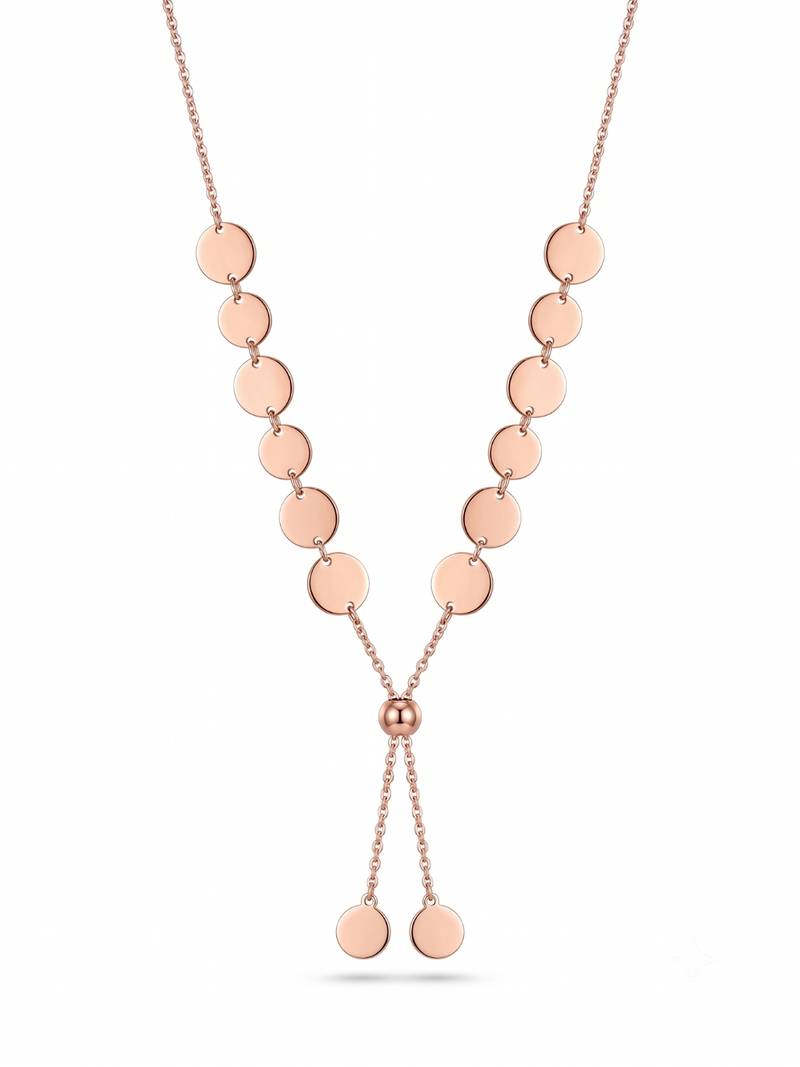 925 sterling silver adjustable disc tassel necklace for women