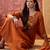 Rust chanderi cotton embroidered kurta set.