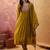 Olive chanderi cotton embroidered kurta set.