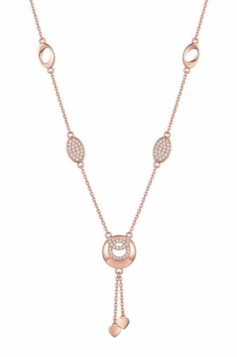 925 sterling silver double circle pavé drop necklace for women