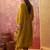 Olive chanderi cotton embroidered kurta set.