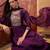 Purple chanderi cotton embroidered kurta set.