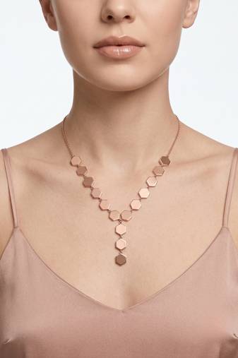 925 sterling silver geometric hexagon drop necklace for women