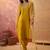 Mustard chanderi cotton embroidered kurta set.