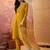 Mustard chanderi cotton embroidered kurta set.