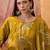 Olive chanderi cotton embroidered kurta set.