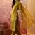 Olive chanderi cotton embroidered kurta set.