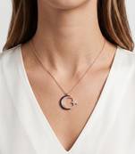 925 sterling silver luna noir crescent star necklace for women