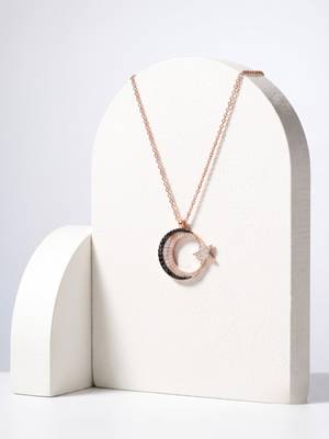 925 sterling silver luna noir crescent star necklace for women 2