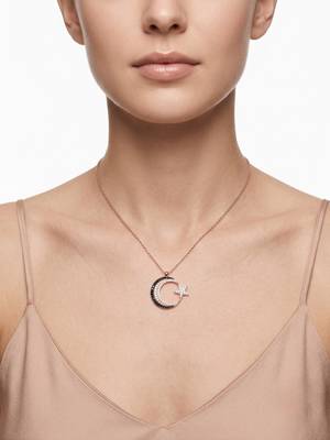 925 sterling silver luna noir crescent star necklace for women 3