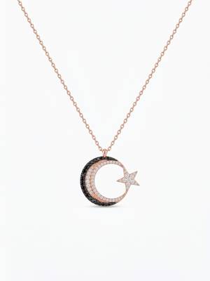 925 sterling silver luna noir crescent star necklace for women 4
