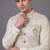 Ivory sequin embellished nehru jacket for men