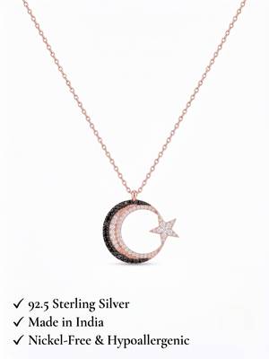 925 sterling silver luna noir crescent star necklace for women 5