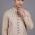 Champagne beige paisley jacquard nehru jacket for men