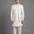 Ivory floral jacquard open indowestern suit for men