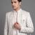 Ivory floral jacquard open indowestern suit for men