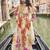 Cream digital printed chinon silk embroidered readymade gown with dupatta
