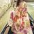 Cream digital printed chinon silk embroidered readymade gown with dupatta
