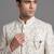 Ivory floral jacquard bandhgala suit for men