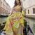Light green digital printed chinon silk embroidered readymade gown with dupatta