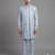 Light blue floral jacquard open indowestern suit for men