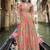 Peach digital printed chinon silk embroidered readymade gown with dupatta