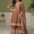 Faux georgette brown embroidered readymade salwar kameez